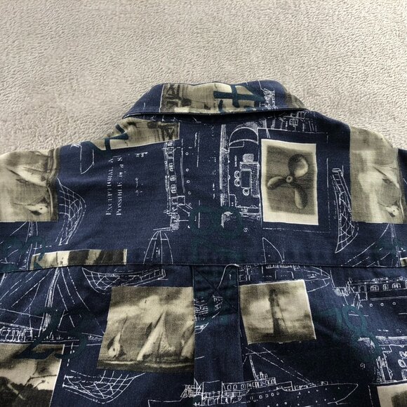 Starts & Stripes Mens Shirt Size XL Long Sleeve Button-Up Nautical Print Retro - Picture 16 of 16
